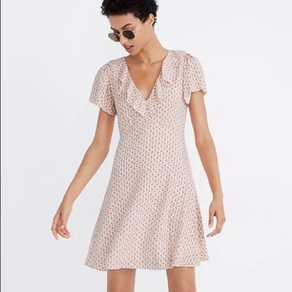 Madewell Ruffle Flutter-Sleeve Dress, Cutout Bloom